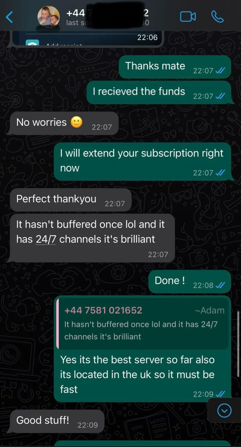 SupportIPTV Customer Review Screenshot