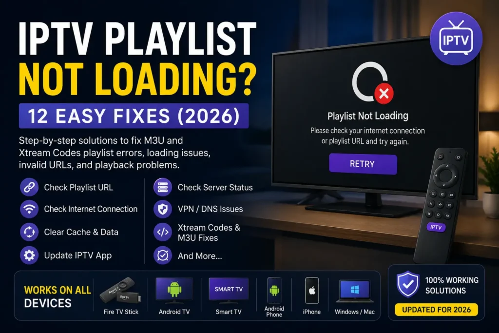 IPTV Playlist Not Loading? 12 Easy Fixes (2026)